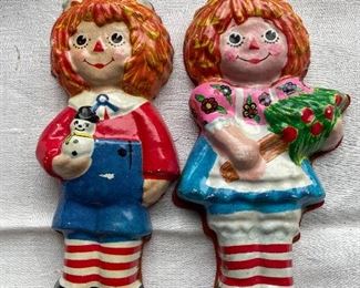 Vintage Raggedy Ann and Andy Ornaments