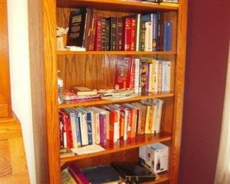 amish made oak bookcase religious books, cookbooks