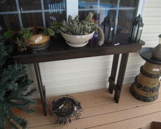 Amish made table , bird bath