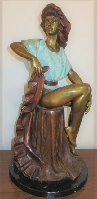 1992 Victor Gutierrez Bronze Latin Lady Sculpture