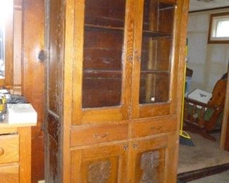 Nice Antique Oak Cabinet w/tin doors..in the 'house'