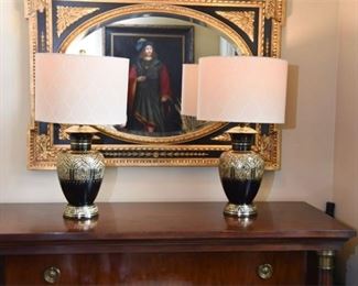 9. Engraved Brass Lamps With Shades