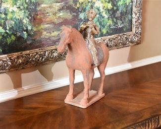 42. Tang Style Composition Horse and Rider Sculpture