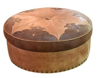 52. RALPH LAUREN Leather Ottoman With Tack Trim