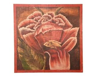 56. Floral Still Life On Wood Panel