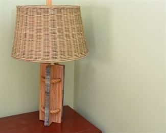 82. Wood and Rope Table Lamp With Shade