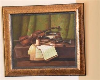 129. Oil On Canvas Music Themed Still Life
