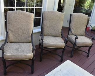 139. Three 3 Metal Outdoor Chairs With Cushions