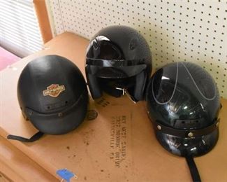 220. Three 3 Motorcycle Helmets