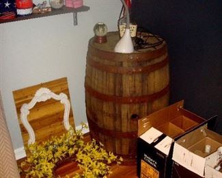 Vintage barrel and other items