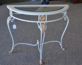 White Console Table w/Glass 