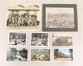 Lot of 3 Antique Real Photo Postcards (RPPC) 10x8 Photos, etc. of Camp Life
