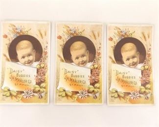 3 Antique Daisy Buggies Trade Cards
