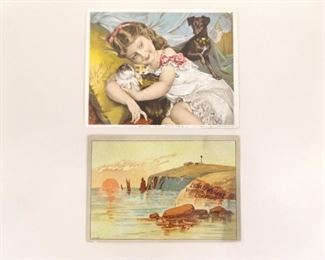 2 Antique Vegetable and Emulsion Trade Cards
