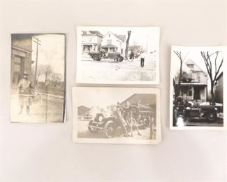 4 Antique RPPC and Photos of Fire Engines, and Firefighters
