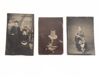 3 Antique 2.5 x 3.5 Tin Type Photos of Children
