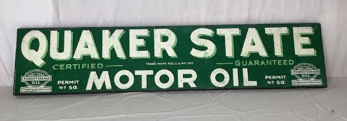 Quaker State Motor Oil Wooden Sign
Quaker State Motor Oil Wooden Sign - 42" H x 9" W x 1"D