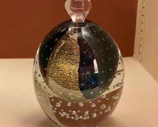 Perfume bottle with stopper signed by artist. Measures 6" H. Photo 1 of 2. 