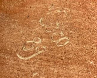 Vintage earthenware bowl signed by artist. Measures 9" W x 8" H. Photo 2 of 2. 