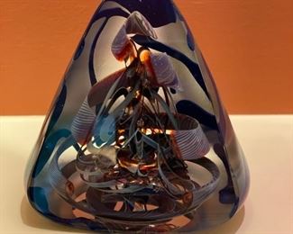 Glass paperweight signed by artist. Measures 4" W x 4" H. Photo 1 of 2. 
