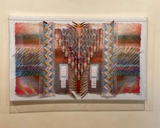 Gisela Magdalena Moyer "Summer Grass Gown" original paper construction art in plexiglass frame. Photo 1 of 2. 