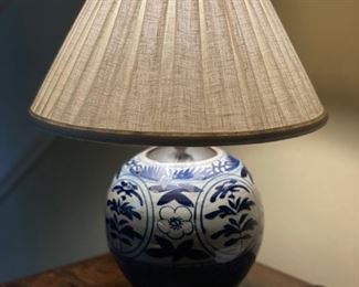 Antique blue and white table lamp. Photo 1 of 2. 