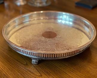 Silver-plate footed serving tray. 