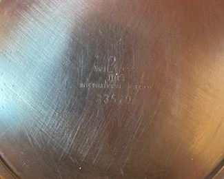 Bottom of Wilcox International Silver 9" round Revere bowl. 