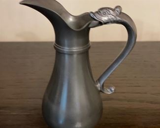 Vintage C K Tiel Holland Etain pitcher with fish detailing and makers mark stamp on bottom. Photo 1 of 2. 