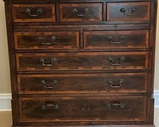 Vintage 8-drawer bureau with hidden, pull-out tray. Measures 38" W x 21" D x 39" H. Photo 1 of 3. 