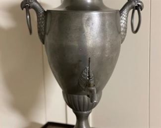 Vintage pewter hot beverage dispenser. 