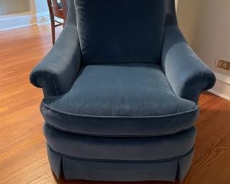 Baker Furniture velvet upholstered club chair. 
