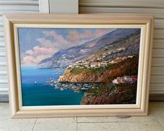 Amalfi Coast Oil Painting. 