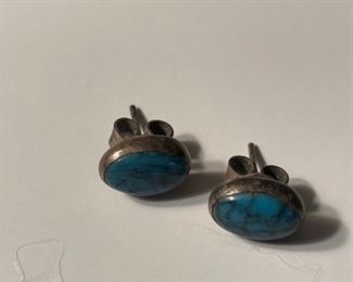 Turquoise and Sterling Silver Earrings. 