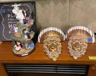Outstanding lion head wall shelves