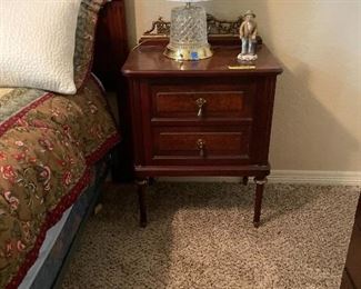 One of 2 European  night stands with marble interior for chamber pot
