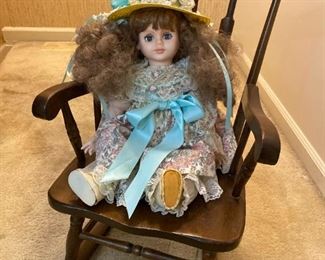 Childrens Rocking Chair With Robin Woods Doll