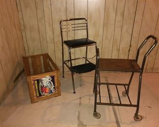 Cosco Kitchen Stool, Record Crate Vintage TV Cart