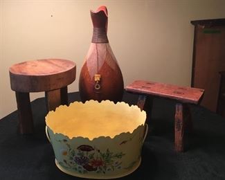 Early American Milking Stool And Friends