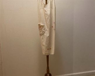 Vintage Hand Embroidered Apron and Vintage Coat Rack