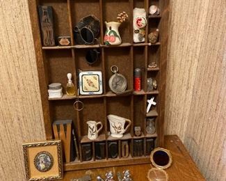 Vintage Wooden Printers Drawer Miniature Collection