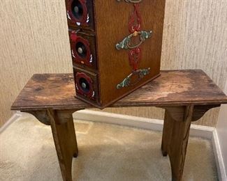 Whimsical Vintage Storage Drawers And Vintage Bench
