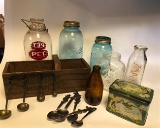 Yesteryear Containers With Ball Jars In Blue