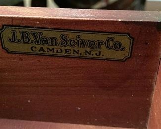 SIGNATURE IN THE DRAWER OF THE DINING TABLE: J. B. VANSKIVER CO., CAMDEN NEW JERSEY