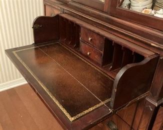 THE BUTLER'S DESK IN THE FLAME* MAHOGANY CABINET.                                                                                                          * Also called Crotch Cut or Center Cut