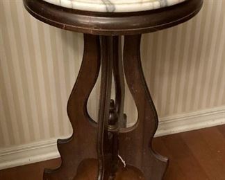 MARBLE TOP FERN STAND OR LAMP TABLE