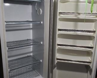 Inside of upright freezer