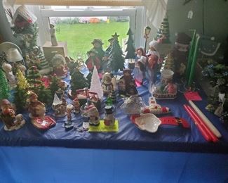 Lots of Christmas trees, angels, and salt and pepper shakers