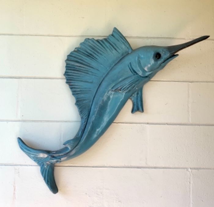 Decorative Sailfish — can be hung outdoors or in.