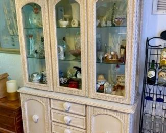 Gorgeous Coastal Wicker Cabinet— comes in 2 pieces.